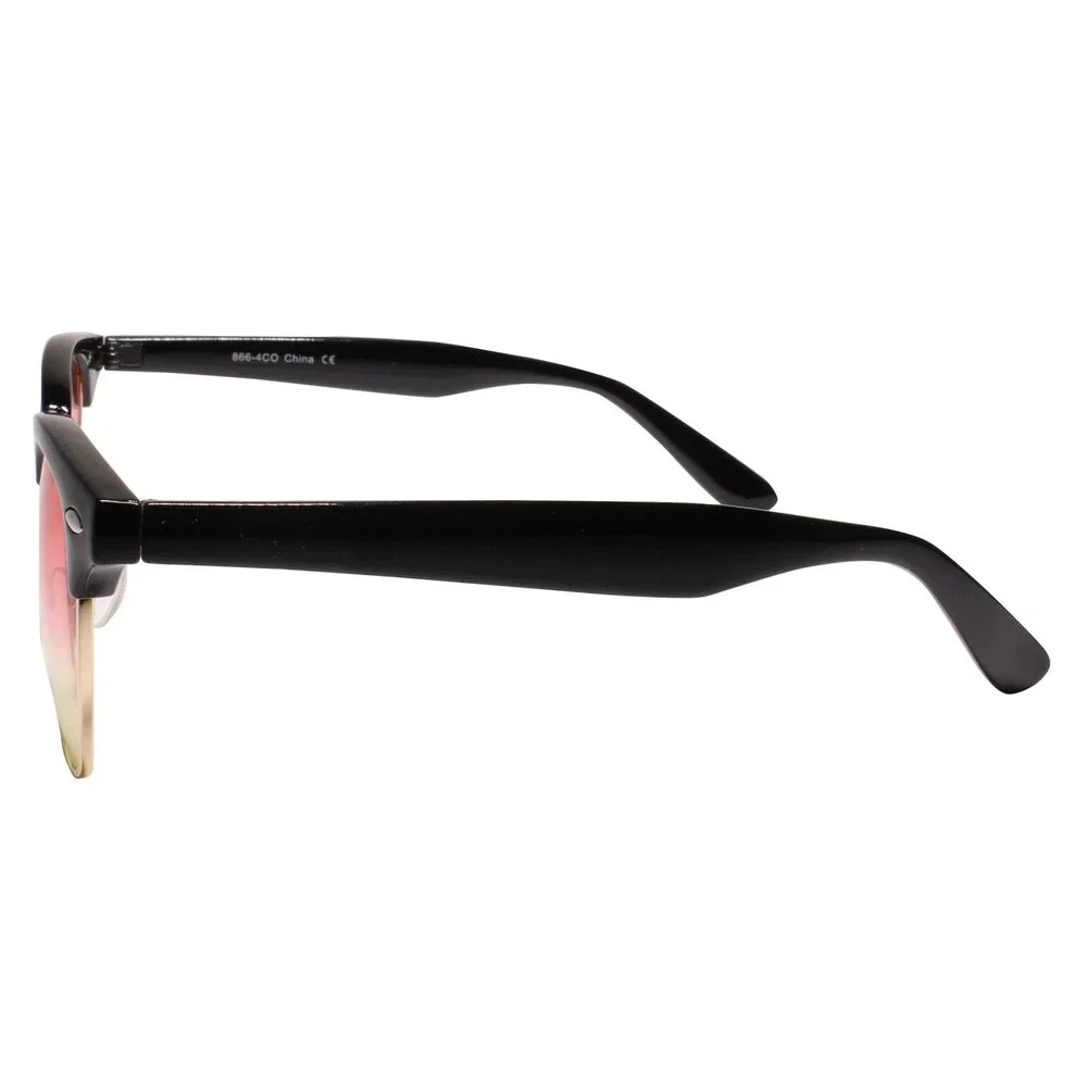 Classy Horn Rimmed Mens Womens Two Tone Pink & Yellow Lens Sunglasses